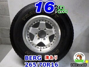 【中古】BERG/16x8J+10/139.7/6H/デュラターン(トラヴィアH/T)溝あり/ホワイトレター/265/70R16/16インチタイヤホイール4本セット