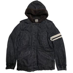 MOMOTARO JEANS 桃太郎 ジーンズ デニム ボア コート ジャケット アウター M-51 UNIVERSAL ZIP ユニバーサル ジップ ブラック 黒