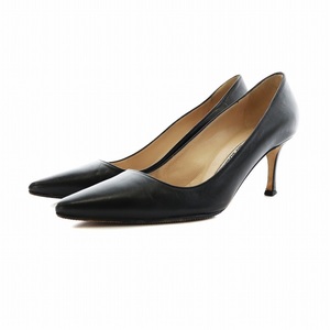 マノロブラニク MANOLO BLAHNIK パンプス ピンヒール ポインテッドトゥ レザー 35.5 22.5cm 黒 ブラック ■GY18 /MQ レディース