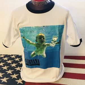 90年代バンド　ニルヴァーナ　Nirvana NEVERMIND L リンガー　バンドTシャツ　ロックTシャツ