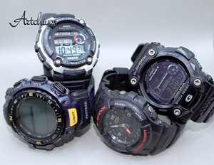 ☆時計☆1円～☆CASIO (カシオ)☆G-SHOCK・PRO TREK クォーツ 腕時計4本セット☆『VRW-191』