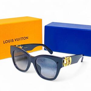 R♪ LOUIS VUITTON ルイヴィトン LVリンク Z1568E キャットアイ ロゴ サングラス アイウェア 52□18 ブラック×ゴールドカラー イタリア製