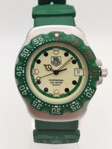 【稼働品】ボーイズ クォーツ タグホイヤー TAGHEUER Professional 200m フォーミュラ1 372.513 夜光/グリーン文字盤 純正ベルト 管#2