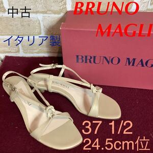 【売り切り!送料無料!】A-154 BRUNO MAGLI!サンダル!37 1/2 24.5cm位!ベージュ!ストラップサンダル!イタリア製!