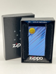 K5086■【未使用!!】 Zippo ジッポー スリムジッポー オイルライター 2010年 マイルドセブン 喫煙具 タバコ 火花OK!! マイセン 青 ブルー 