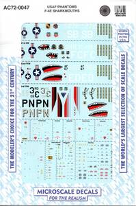 1/72マイクロスケールデカール　AC72-0047 USAF Phantoms - F-4E Sharkmouths