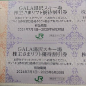 JR東日本優待券のGALA湯沢スキー場リフト20%割引券6枚1円/普通郵便送料込み86円/希望者には30枚まで増量サービス！