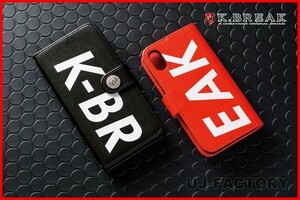 【K-BREAK】★スマホケース iPhone X/レザーケース・ブラック★K-BREAKのロゴがアクセント♪