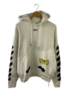 OFF-WHITE◆17SS/DIAGONAL SPRAY HOODIE/S/コットン/WHT/汚れ有