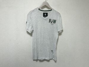 本物ジースターロウGSTAR RAWコットンVネックプリント半袖TシャツメンズビジネススーツサーフアメカジミリタリーグレーXS