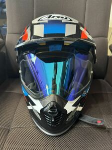 【美品中古】Arai アライ TOUR-CROSS3 DEPARTURE [ツアークロス3 デパーチャー ブルー] Lサイズ　ヘルメット