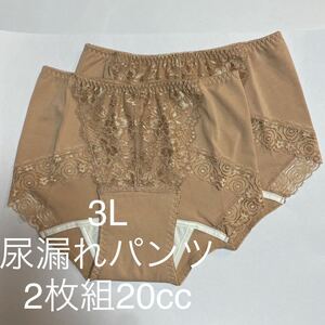 2枚組 3L尿漏れパンツ 20cc 失禁ショーツ 軽失禁 ベージュ テイジン レース 安心ショーツ 女性用 失禁パンツ レディース 婦人