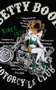 ☆メンズ☆BIKER BETTY☆カッコいい！バイク姿の麦わら帽子姿のバイカーベティちゃん黒色長袖ジップ付きパーカーです(o^―^o)サイズMＬ☆