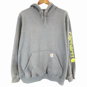 SALE/// Carhartt カーハート ロゴプリント フーディー パーカー スウェット 大きいサイズ ワーク グレー (メンズ XL) O6347