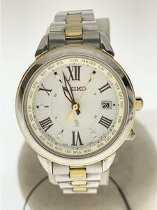 SEIKO◆ソーラー腕時計/アナログ/ステンレス/WHT/SLV/1B25-OAPO