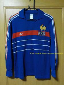 80s フランス製 当時物 美品【即決・送料無料】VENTEX adidas フランス代表 1984/1985 ホーム長袖ユニフォーム France Shirt 84/85 282-3