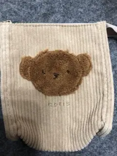 未使用　Boris クマ刺繍ポーチ　ベージュ　スエード素材　小物入れ