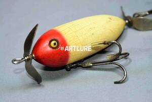 HEDDON MUSKY SUFESSER 350,(ZA8-J3P)C1933-1936年 GLASS EYE BIG VINTAGE LURE,TOILET SEAT,NNOP,RH 