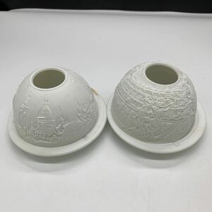 6-7-98■BERNARDAUD リモージュ リトファニー ランプ ロウソク キャンドル 中古 保管品 現状品渡し　インテリア 陶器