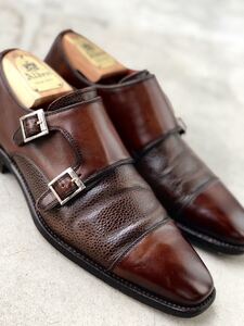 【cordwainer】定価約50%OFF ダブルモンクストラップ　シボ　レザー　コードウェイナー　25cm相当　ダブルエイチ　スペイン