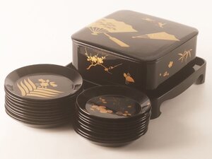 【琴》送料無料 能登輪島塗 菓子器 銘々皿揃え 箱付 KX334