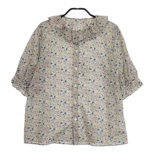 4-0929S♪BEAMS BOY リバティ フリル 5分袖 シャツ 定価16280円 花柄 ブラウス 24SS ホワイト ビームスボーイ 248167