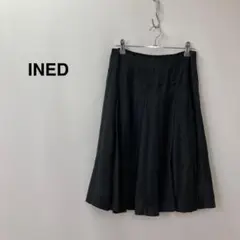【美品】INED イネド フェイクスエードゴアードスカート ブラック レディース