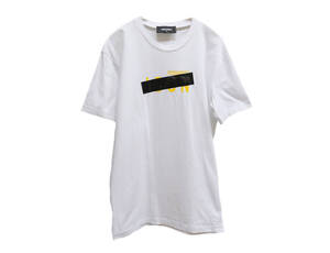 ディースクエアード　メンズ　アイコンテープド　Tシャツ　S　S79GC0035　ホワイト/白　ロゴプリント　ICON TAPED