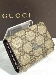 良品　GUCCI グッチ　GGキャンバス　6連キーケース　ベージュ系