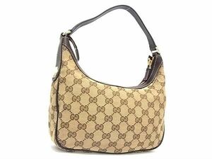 1円 ■美品■ GUCCI グッチ 154395 GG柄 GGキャンバス×レザー ワンハンドル ハンドバッグ ショルダー レディース ブラウン系 FA9641