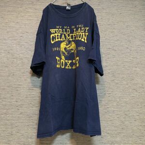 ギルダン 半袖Tシャツ　ボクシング　ボクサー　グローブ　デカロゴ　紺色60 古着　入手困難　激レア　希少 人気 ビッグサイズ デカプリント