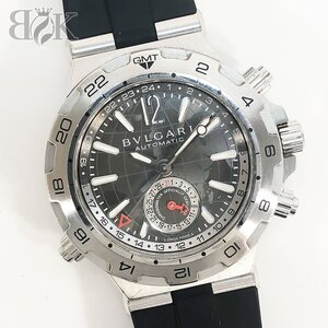 ブルガリ ディアゴノ プロフェッショナル メンズ腕時計 DP42S GMT 自動巻き ステンレス×ラバー 動作品 BVLGARI 中古 ★