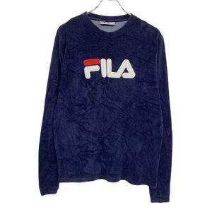 FILA パイル地 長袖 トップス S ネイビー フィラ スポーツ 古着卸 アメリカ仕入 t2110-4882