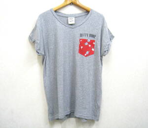 DENIFITS×BETTY BOOP■デニフィッツ×ベティブープ ベティちゃん Vネック Tシャツ レディース サイズL