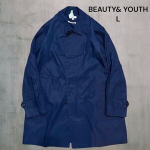 BEAUTY&YOUTH ステンカラーコート ネイビー メンズL●洗濯プレス済● ユナイテッドアローズ コート アウター ブルゾン 古着/80