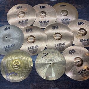 ④ シンバル クラッシュ SABIAN セイビアン 8枚 その他 2枚 まとめ 大量 ジャンク 割れ B8 AA 16/41 18/46 打楽器 ドラム CX-300