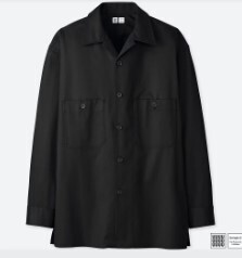 UNIQLO U（ユニクロ ルメール コラボ） オープンカラーシャツ（長袖） Black L 新品未使用タグ付き レア 旧タグ