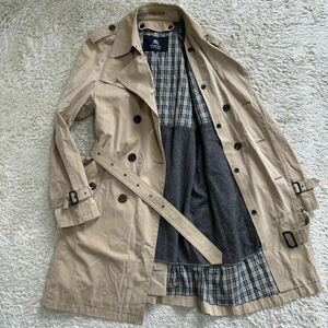 稀少LLサイズ!! バーバリーブラックレーベル BURBERRY BLACK LABEL トレンチコート ノバチェック カシミヤライナー Dリングベルト ベージュ