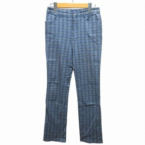 バーバリーブルーレーベル BURBERRY BLUE LABEL チェックパンツ スラックス スリムストレッチ 38 M 青 ブルー FQF41-614 ■GY09 /FK