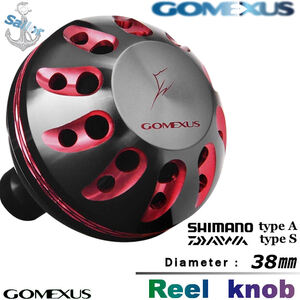 Gomexus【ゴメクサス】☆パワーハンドルノブ/38mm/シマノType A/ダイワType S　ブラックレッド