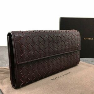 ☆送料無料☆ 美品 BOTTEGAVENETA 長財布 ラムスキン 赤茶 箱付き 386