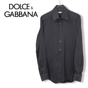 ★ドルチェアンドガッバーナ DOLCE&GABBANA★メンズ レギュラーカラー 長袖 シャツ 無地 グレー size 39 15 1/2 管:C:02