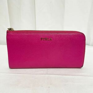 10★ FURLA フルラ レザー 長財布 ウォレット L字ジップ レディース ピンク