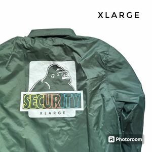 XLARGE エクストララージ　ナイロンコーチジャケット　ビックロゴ　グリーン