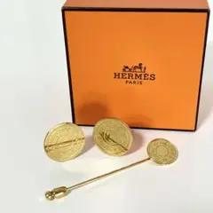 HERMES エルメス セリエ ゴールド イヤリング ピンブローチ 未使用品☆