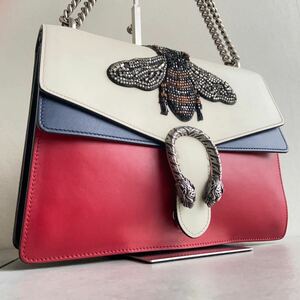 10372 【極美品 】 グッチ GUCCI チェーン ショルダーバッグ ワンショルダー ディオニュソス 蜂 ビー レザー マルチカラー