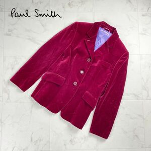 Paul Smith Woman ポール・スミス ベロア 3つボタン テーラードジャケット 総裏 レディース ワインレッド 赤 サイズ40*QC5