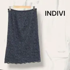 INDIVI インディヴィ スカート ひざ丈 花柄 シック おしゃれ はなやか