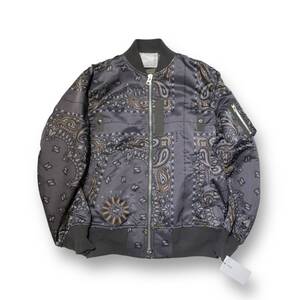 sacai Bandana Blouson バンダナ柄ブルゾン 1 グレー系 23-03150M 店舗受取可