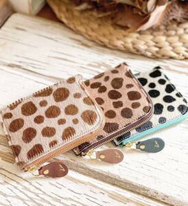  pink×brown dalmatian mini wallet 新品未使用 